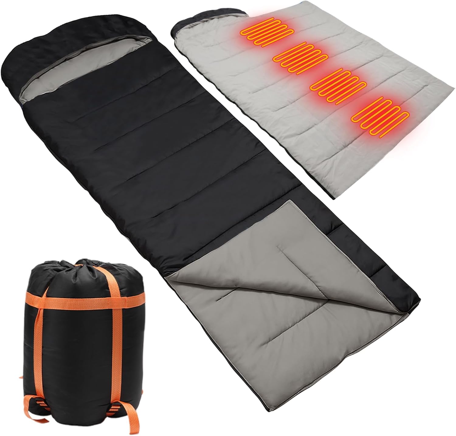 61jdvxeY9bL._AC_SL1500_.jpg Heated Sleeping Bags for Adults Kids - Portable USB Power Warm Sleeping Bag for Camping with 4 Heating Zones, Cold Weather Sleeping Bag for All Season Camping Hiking Backpacking - Image 1