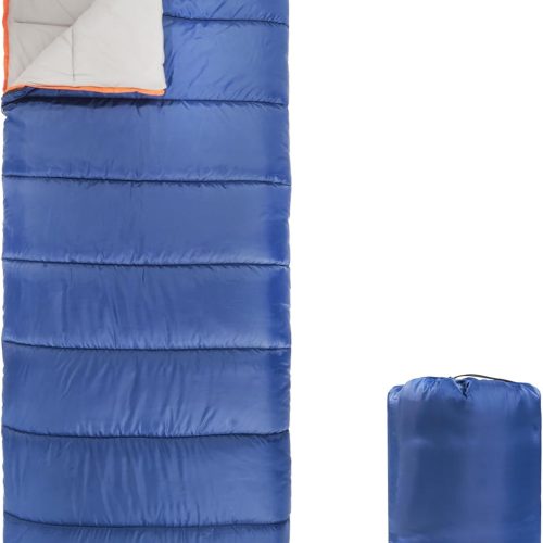 30°F Cool Weather Sleeping Bag for Adults, Warm and Comfortable, Compact Lightweight, 75" x 33", Blue