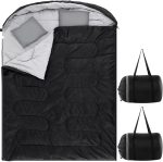 2 Pack Double Sleeping Bag for Adults, Queen Size Two Person Camping Sleeping Bag with Pillow Waterproof 3 Season Cotton Fabric for Hiking Backpacking Warm & Cold Weather