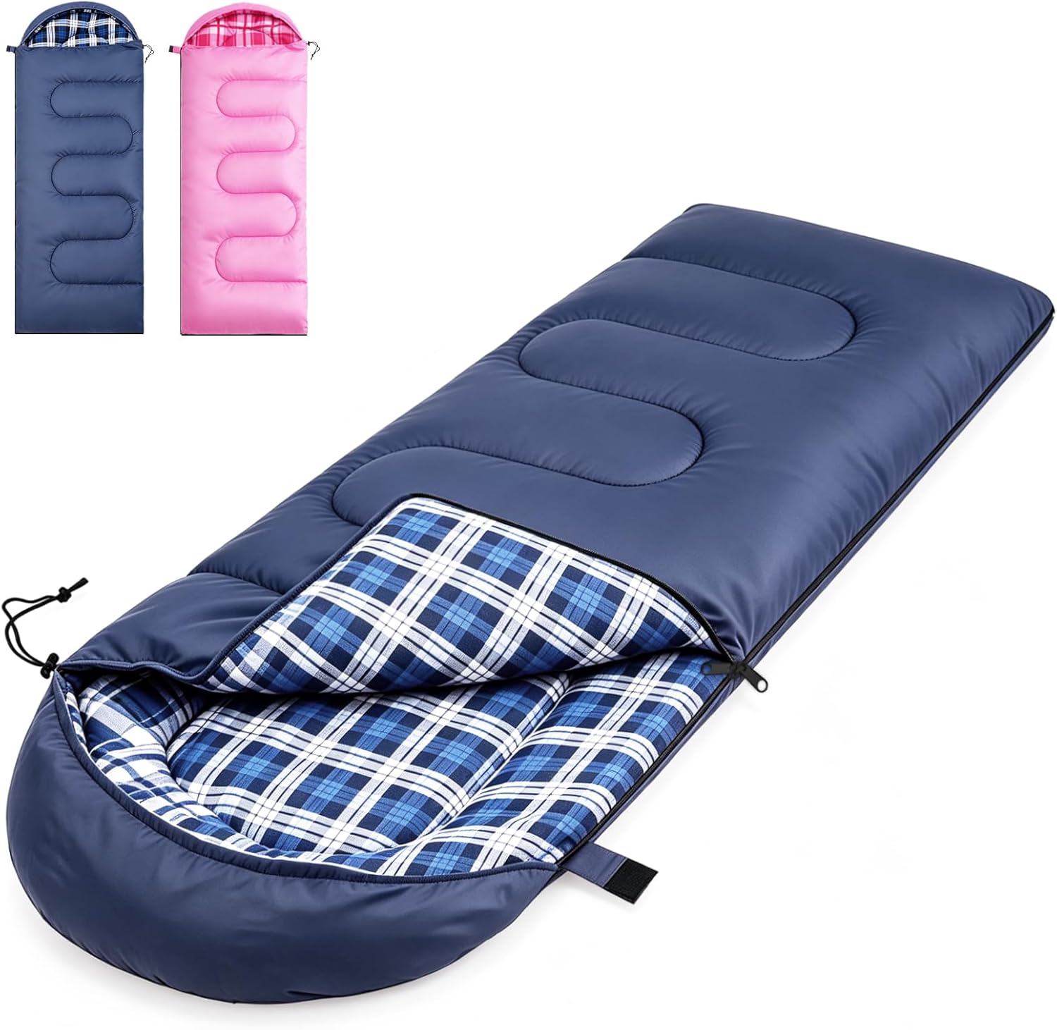 7154SR9rOLL._AC_SL1500_.jpg 0 Degree Cotton Flannel Sleeping Bag for Adults Kids - 4 Seasons Cold & Warm Weather Lightweight Waterproof Camping Sleeping Bags for Traveling Hiking Camping Indoor & Outdoor - Image 1