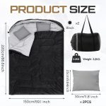 2 Pack Double Sleeping Bag for Adults, Queen Size Two Person Camping Sleeping Bag with Pillow Waterproof 3 Season Cotton Fabric for Hiking Backpacking Warm & Cold Weather - Image 2