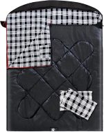 Double Sleeping Bag for Adults with 2 Pillows, Camping Sleeping Bags Flannel Cotton 2 Person Sleeping Bags XXL Queen Size Sleeping Bag for Cold Weather